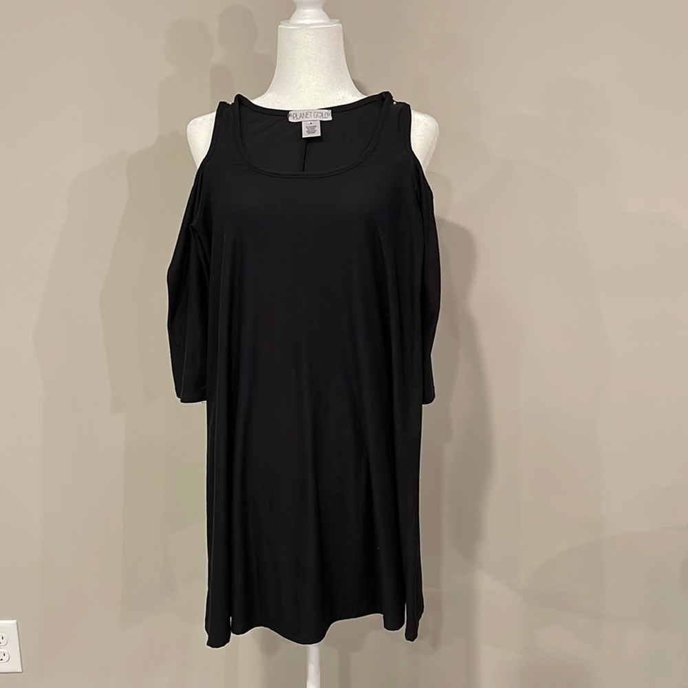 Jersey Knit Tank Dress w/ cold shoulder 3/4 sleeves